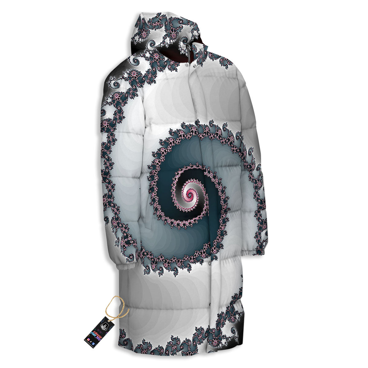 Fractal Infinite Print Long Down Jacket-grizzshop