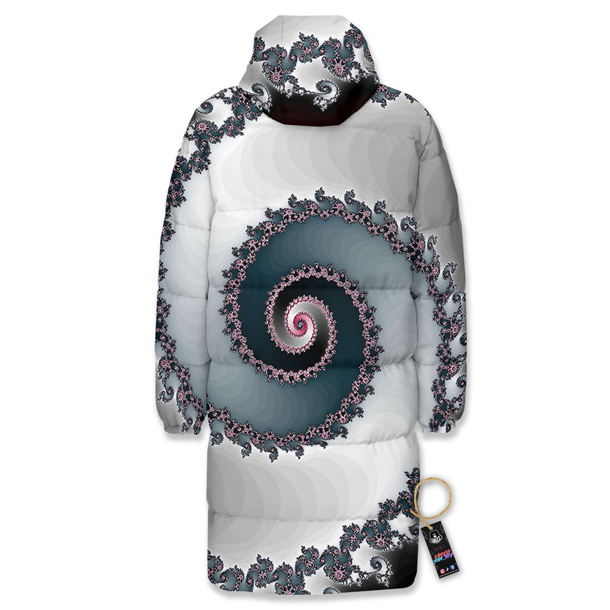Fractal Infinite Print Long Down Jacket-grizzshop