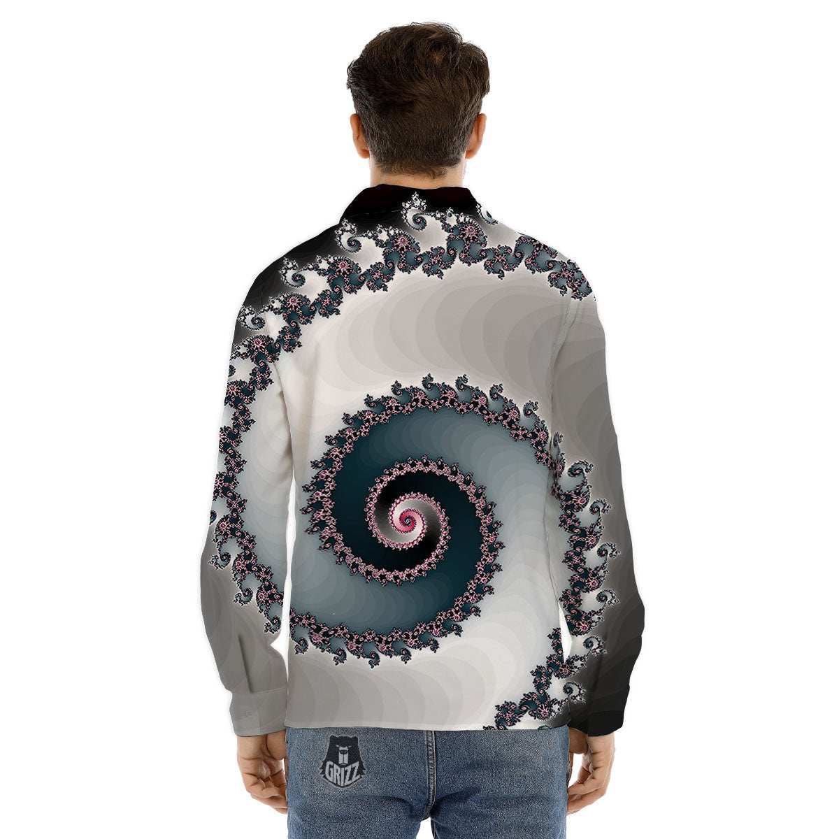 Fractal Infinite Print Men's Dress Shirts-grizzshop