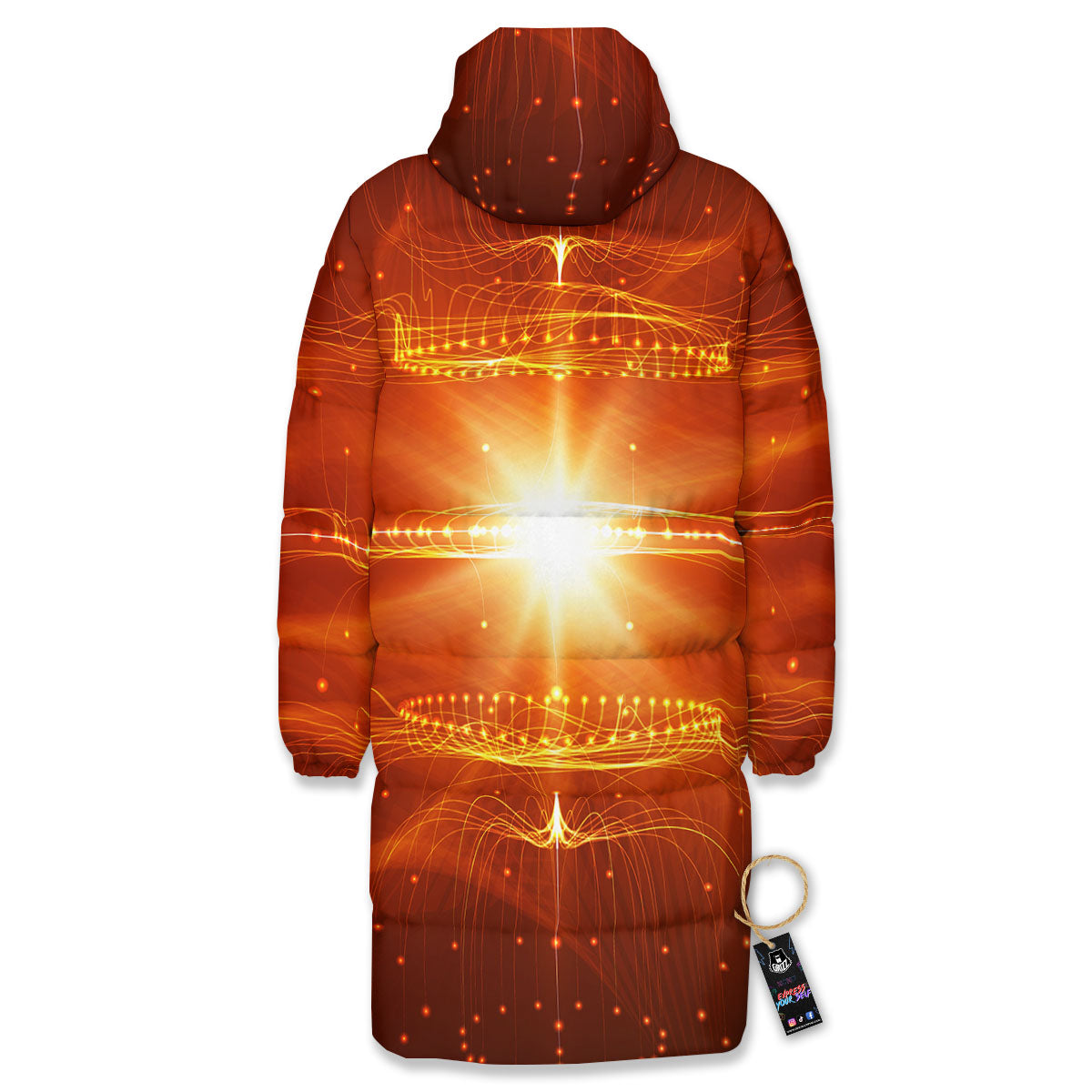 Fractal Light Print Long Down Jacket-grizzshop