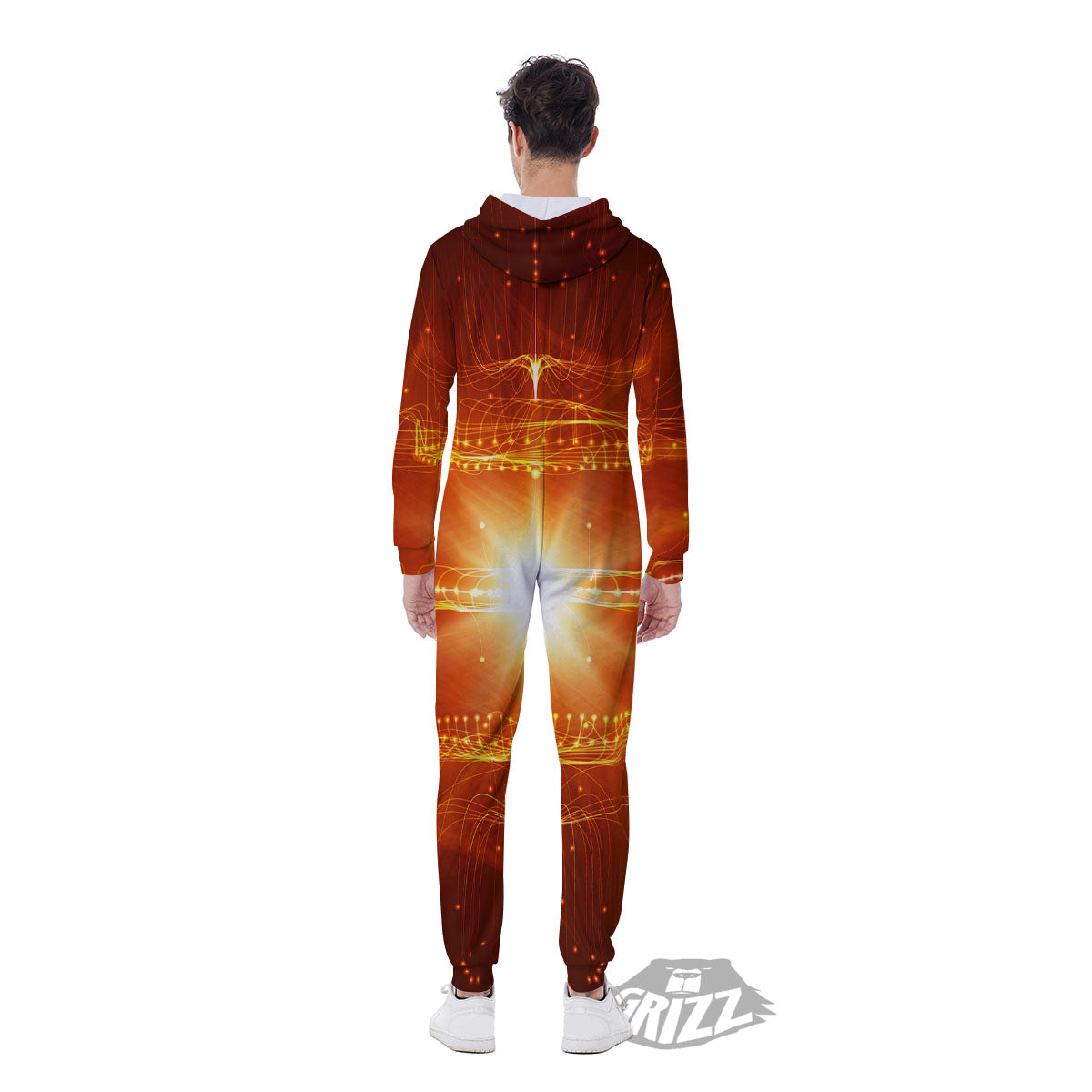 Fractal Light Print Men's Jumpsuit-grizzshop
