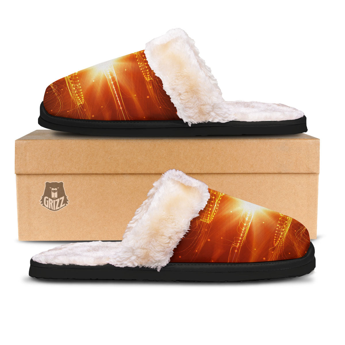 Fractal Light Print Slippers-grizzshop