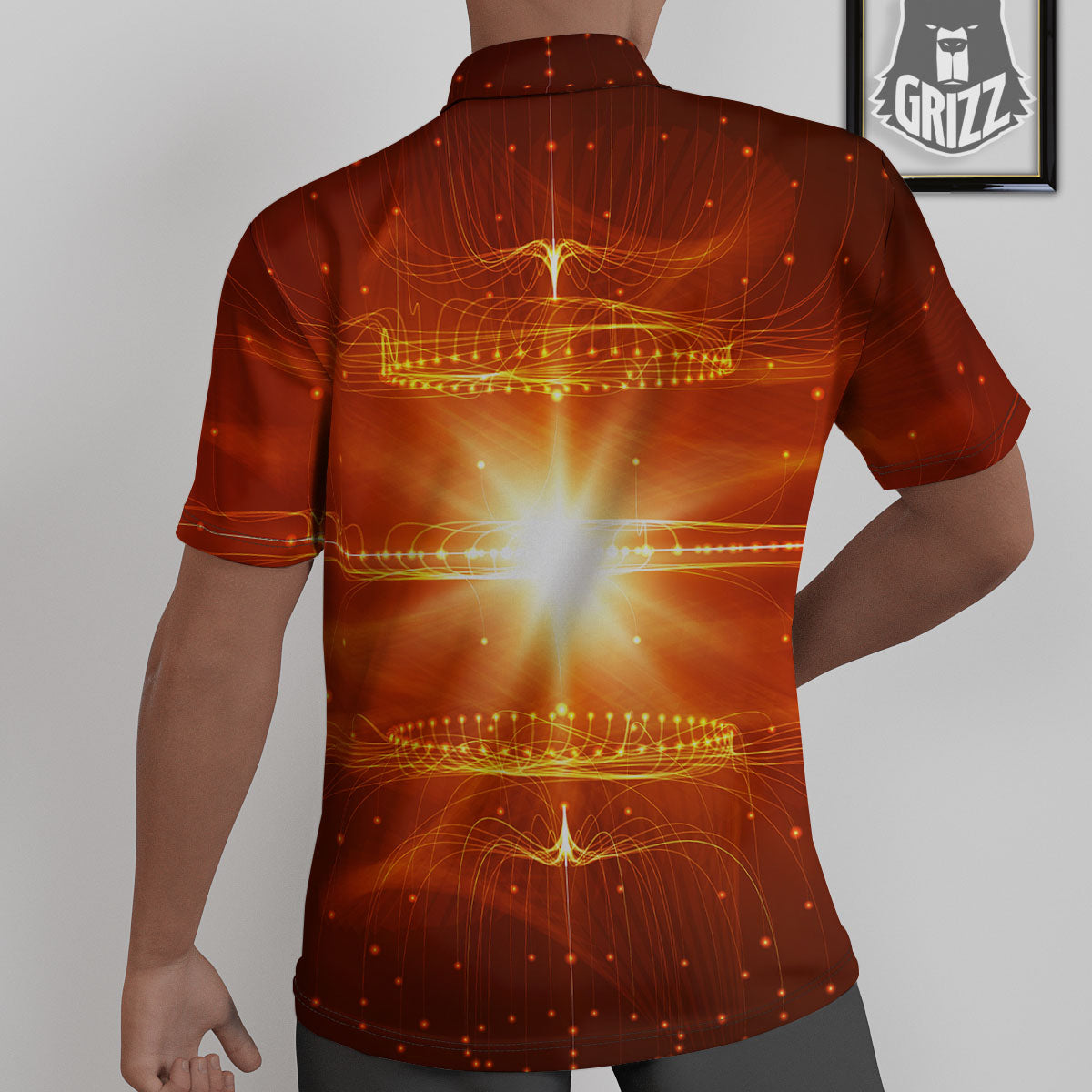 Fractal Light Print Untucked Shirts-grizzshop