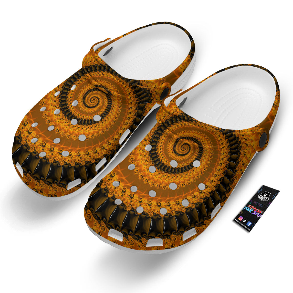 Fractal Orange Print Clog-grizzshop