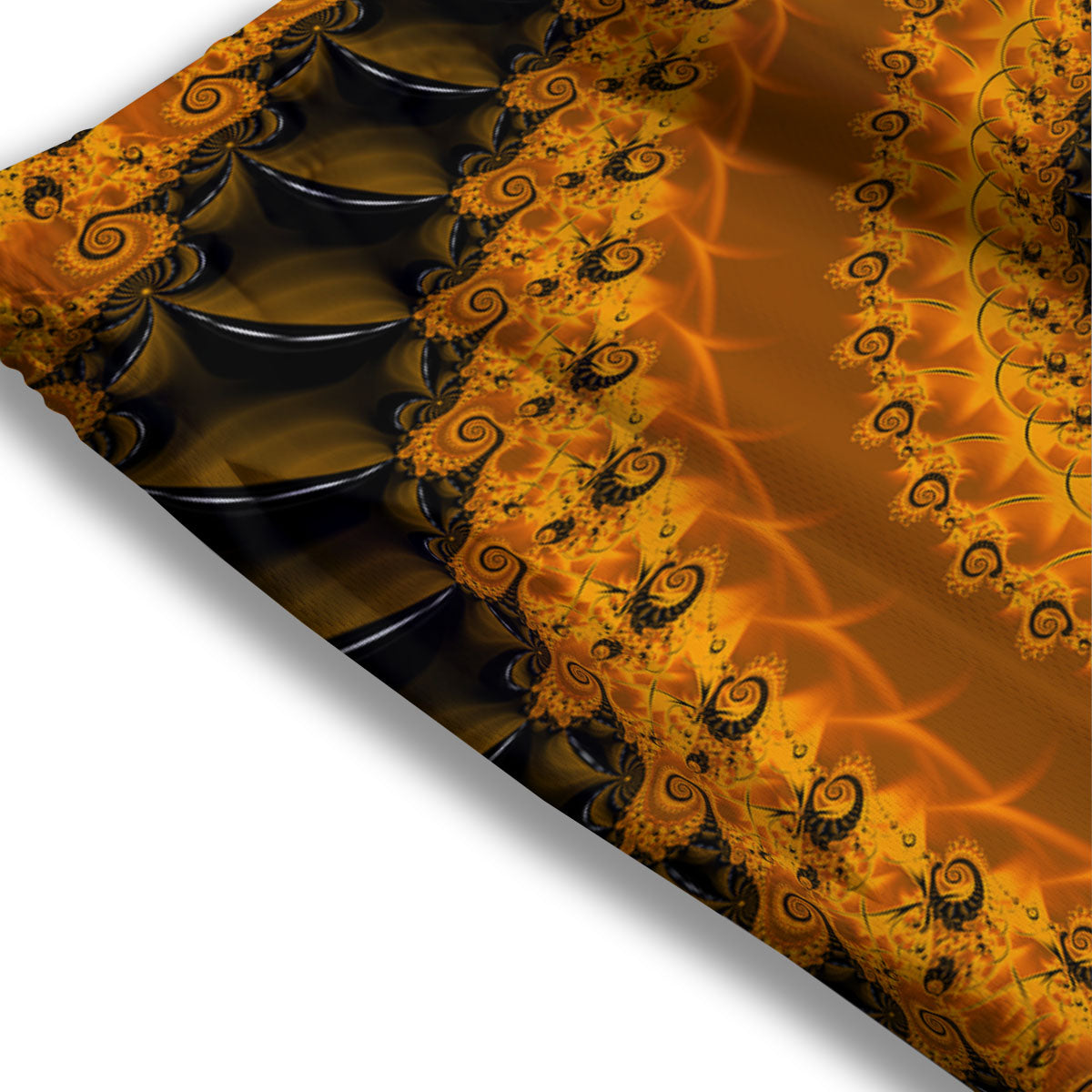 Fractal Orange Print Mesh Shorts