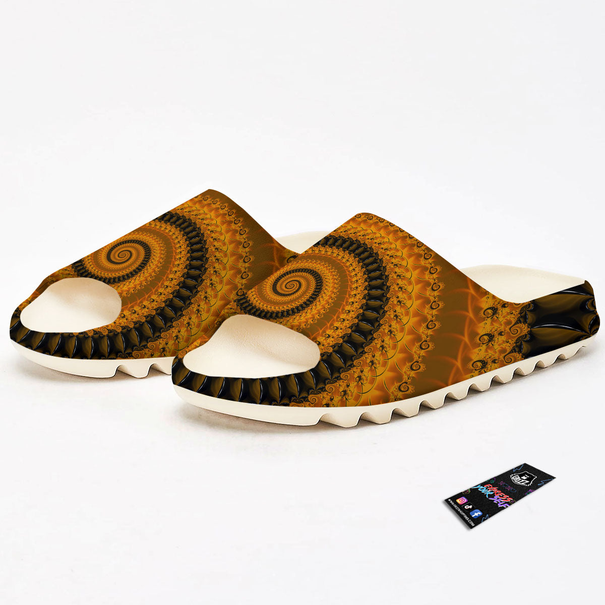 Fractal Orange Print Sandals-grizzshop