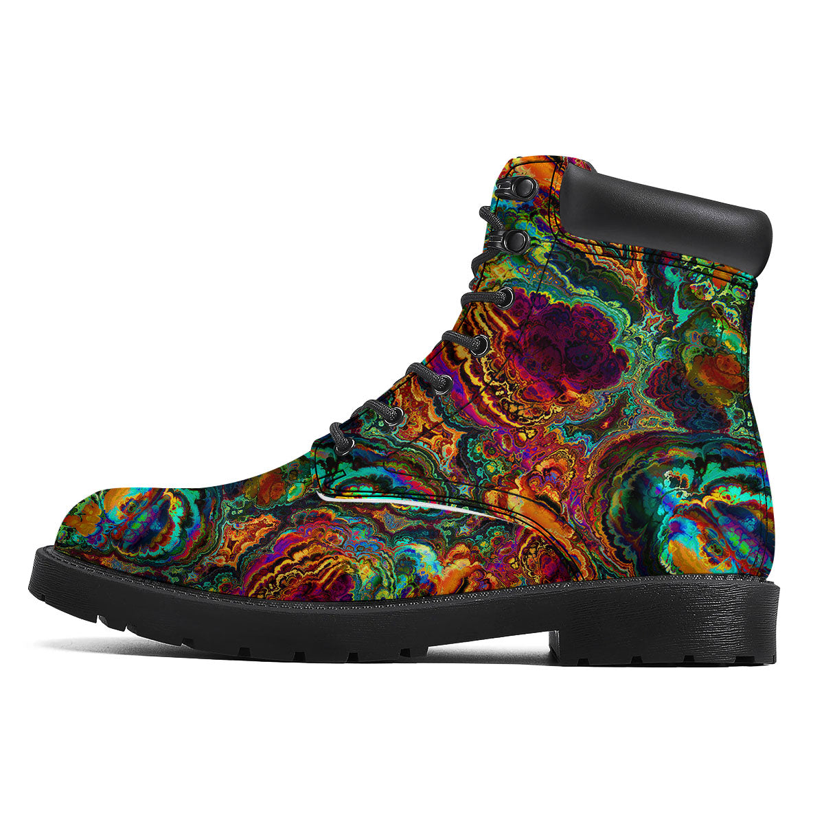 Fractal Psychedelic Print Pattern Boots-grizzshop