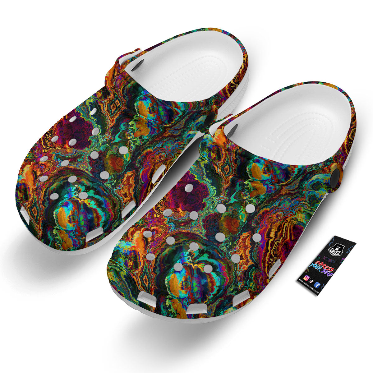 Fractal Psychedelic Print Pattern Clog-grizzshop
