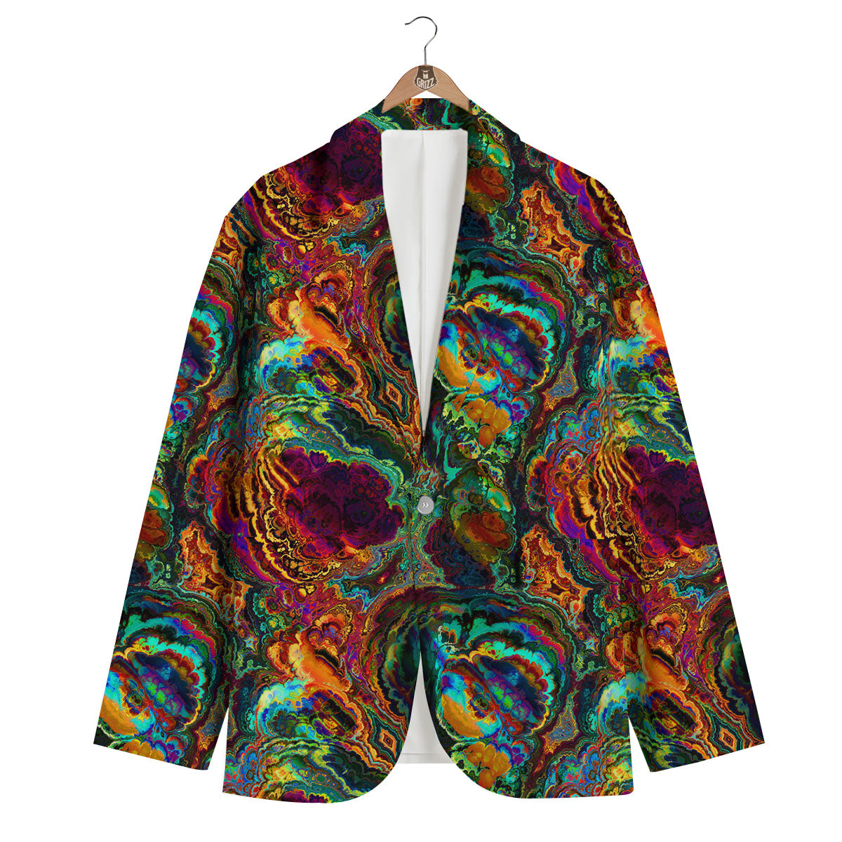 Fractal Psychedelic Print Pattern Men's Blazer-grizzshop