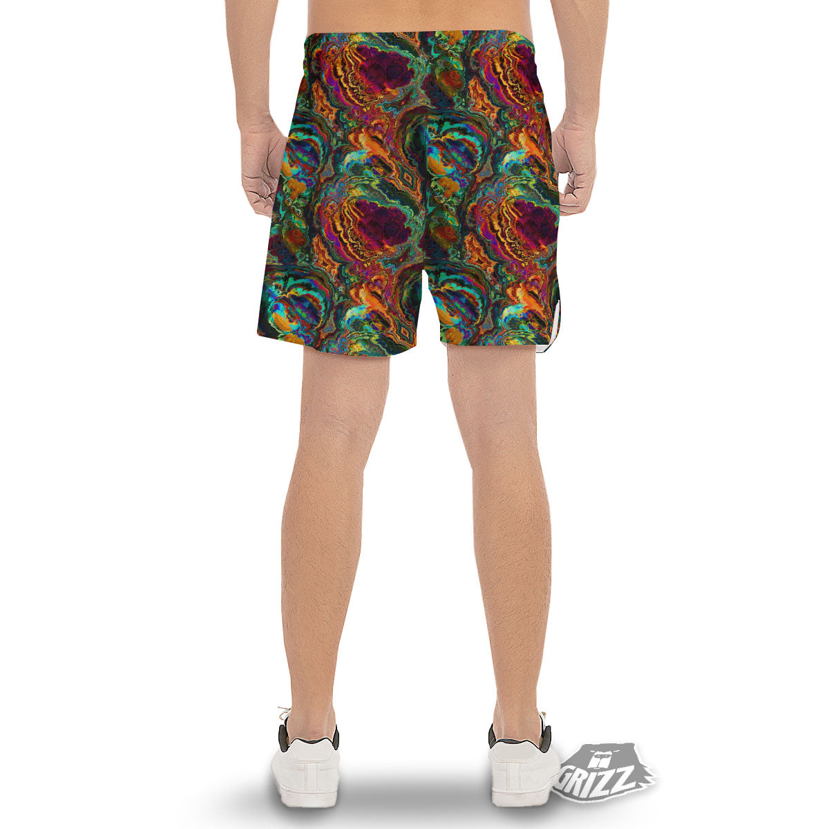 Fractal Psychedelic Print Pattern Men's Gym Shorts-grizzshop