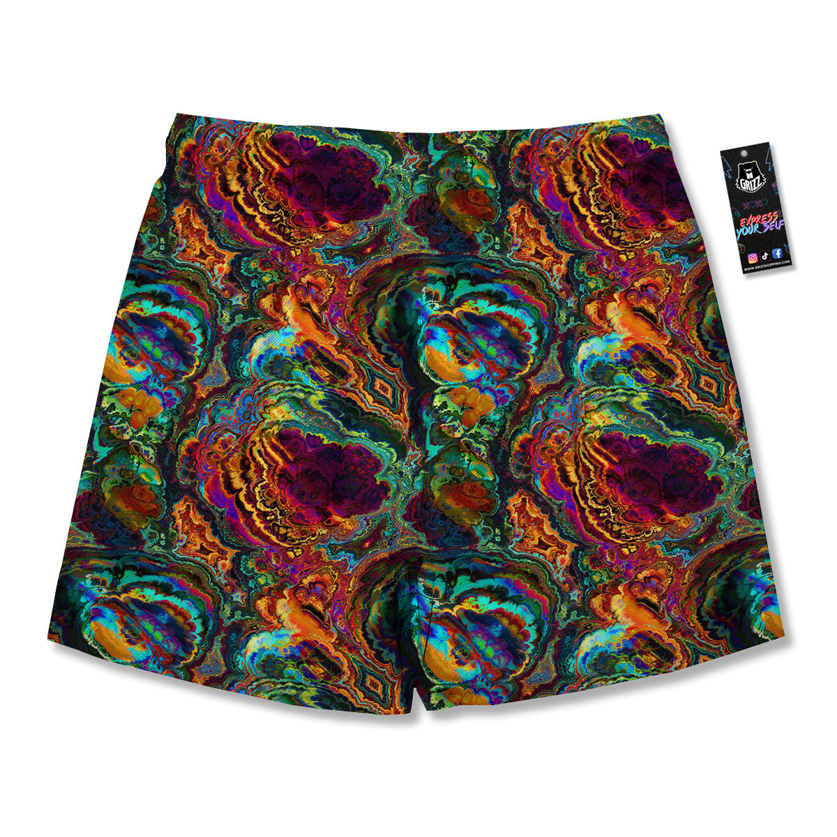 Fractal Psychedelic Print Pattern Men's Running Shorts-grizzshop