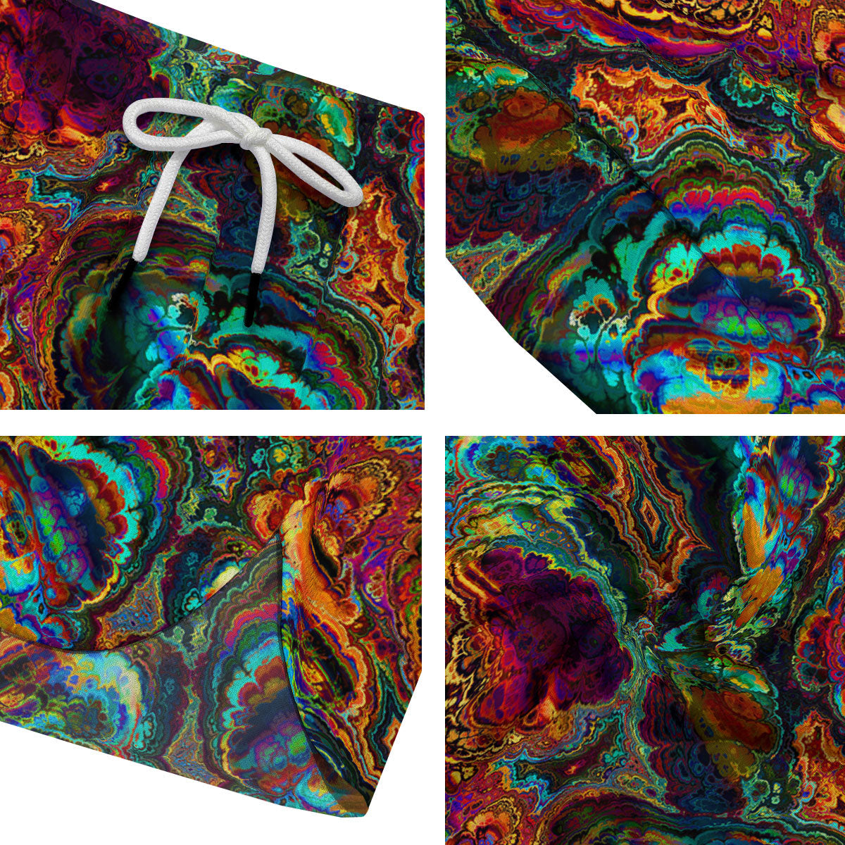 Fractal Psychedelic Print Pattern Men's Running Shorts-grizzshop