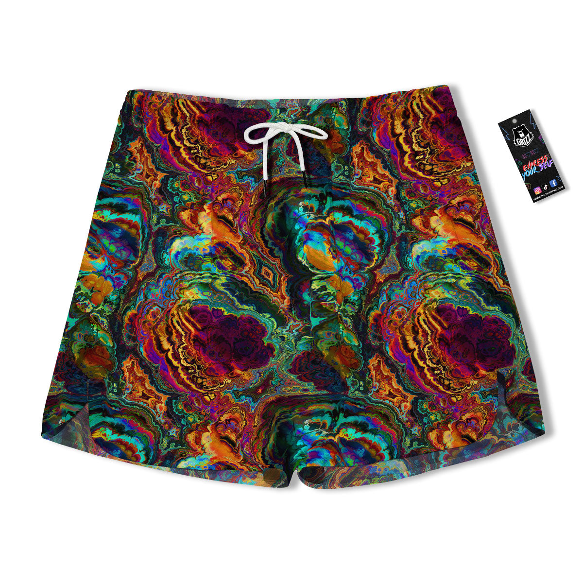 Fractal Psychedelic Print Pattern Men's Running Shorts-grizzshop