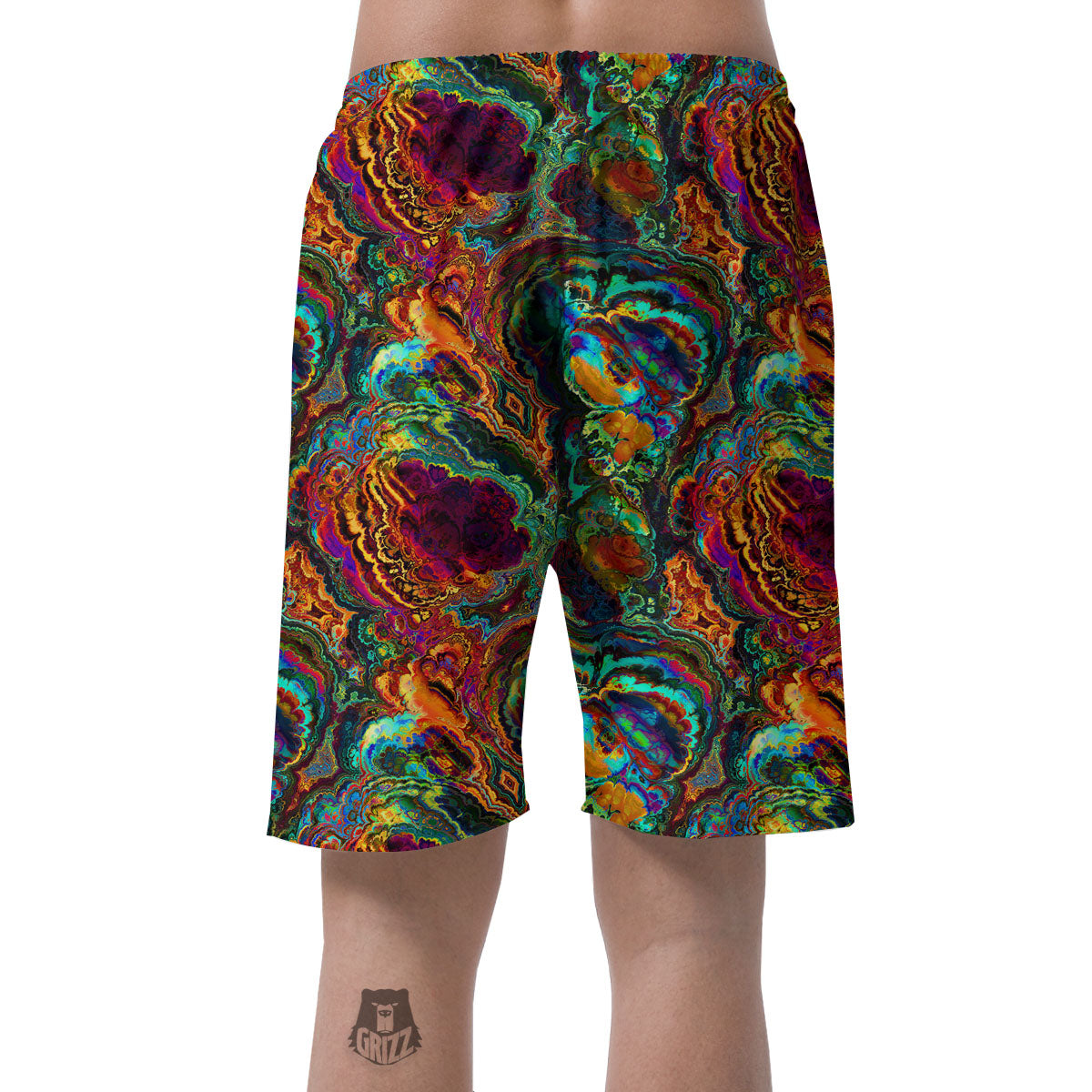 Fractal Psychedelic Print Pattern Men's Shorts-grizzshop