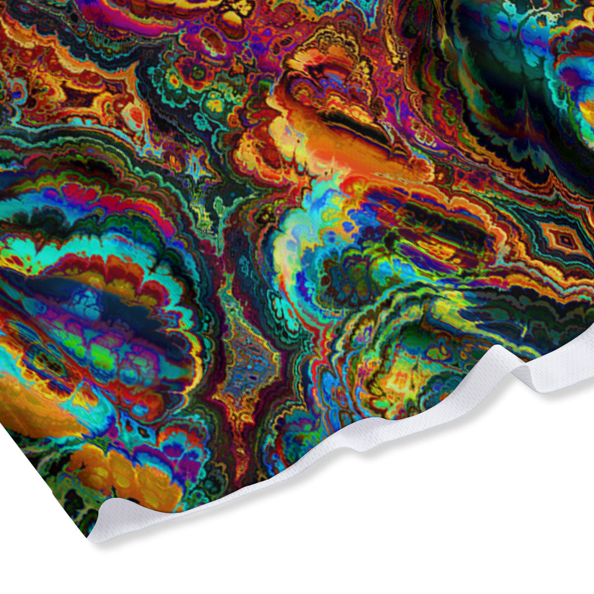 Fractal Psychedelic Print Pattern Mesh Shorts
