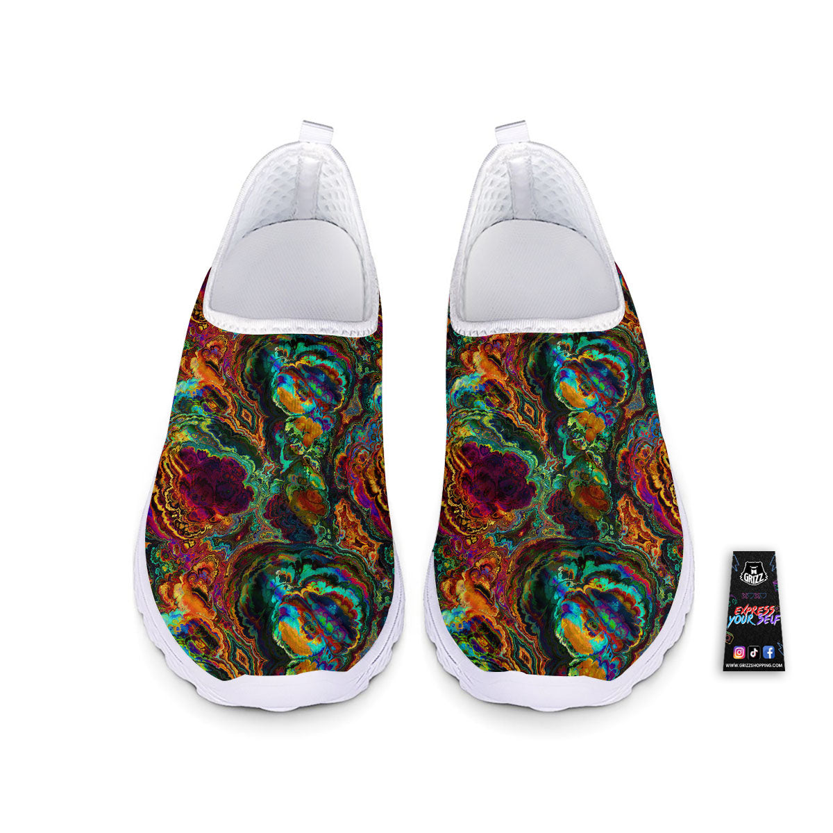 Fractal Psychedelic Print Pattern Nurse Shoes-grizzshop