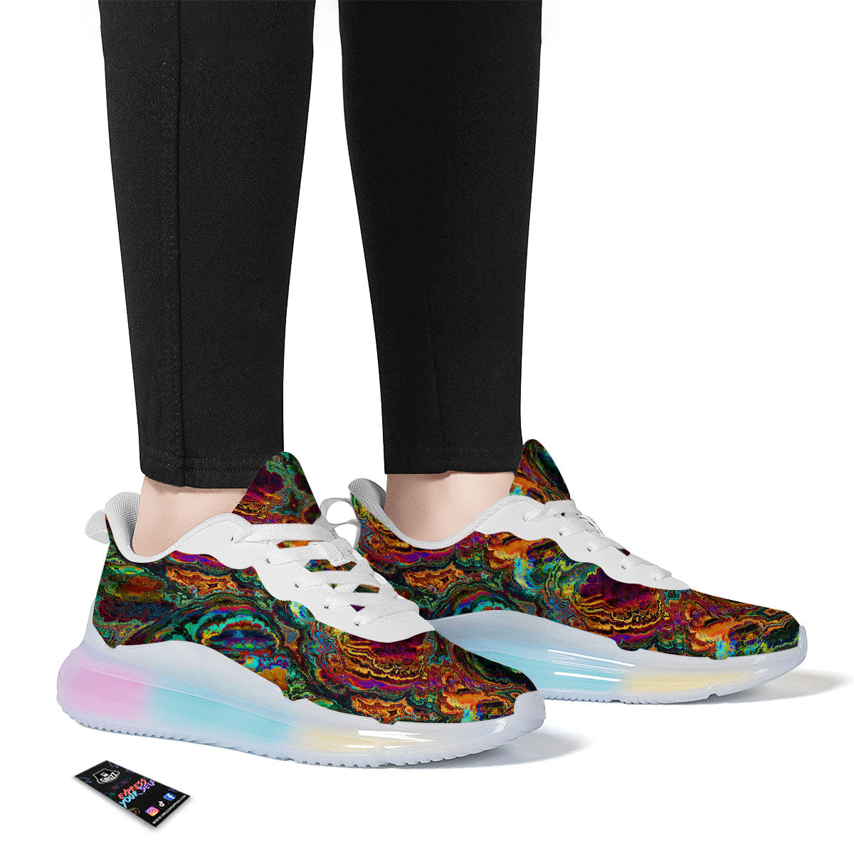 Fractal Psychedelic Print Pattern Running Sneakers-grizzshop