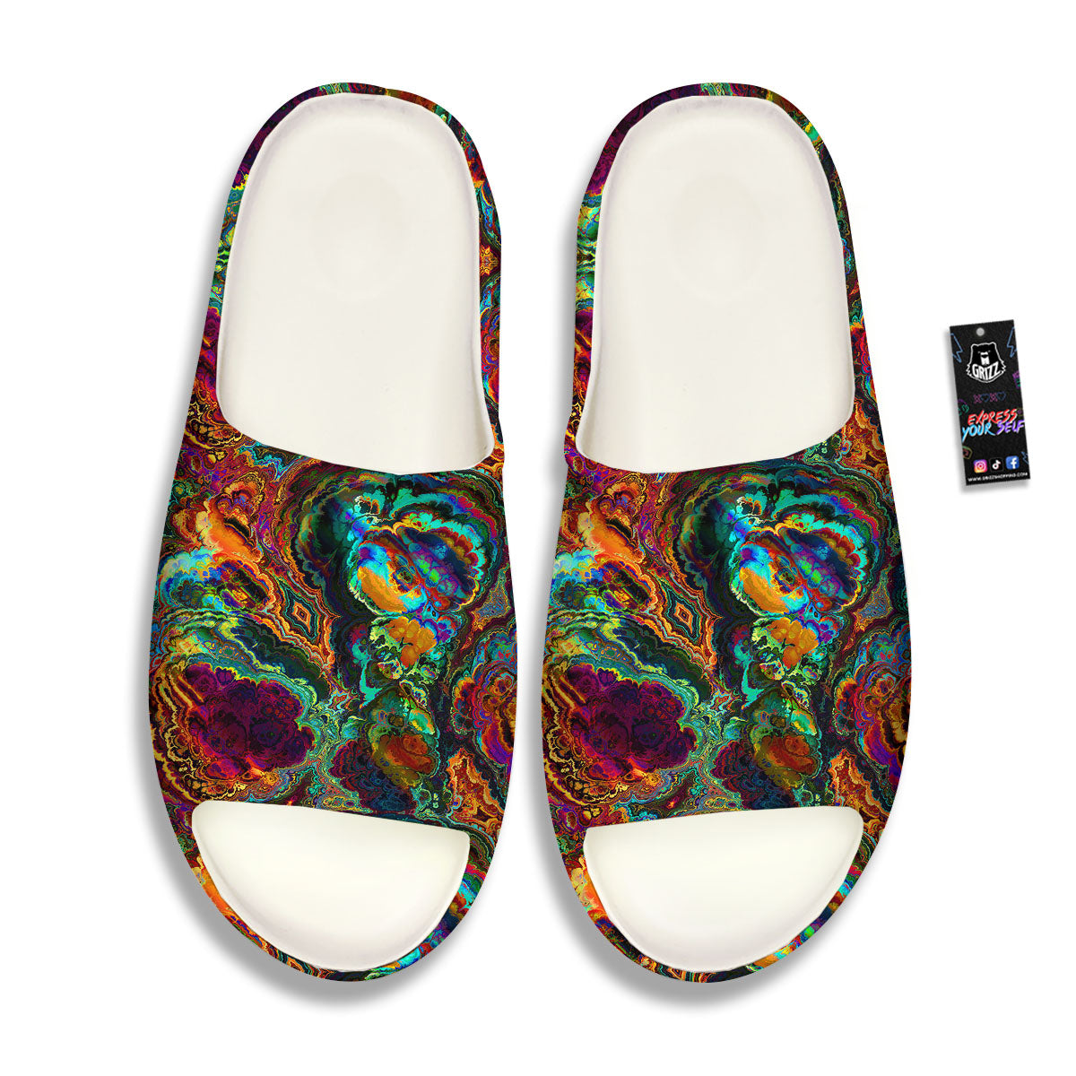 Fractal Psychedelic Print Pattern Sandals-grizzshop