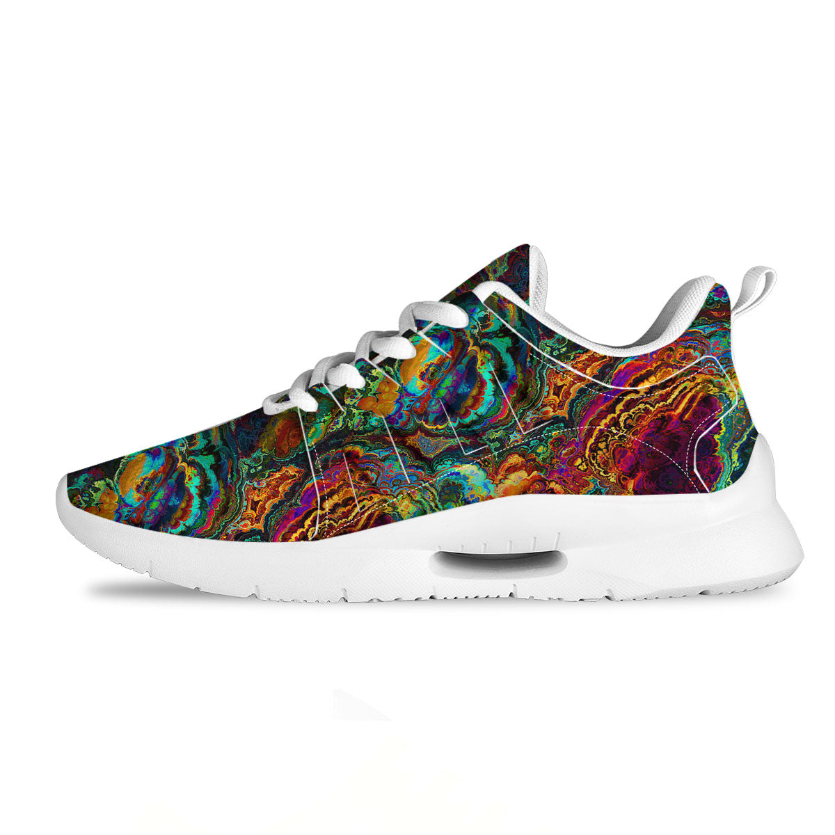 Fractal Psychedelic Print Pattern Tennis Shoes-grizzshop