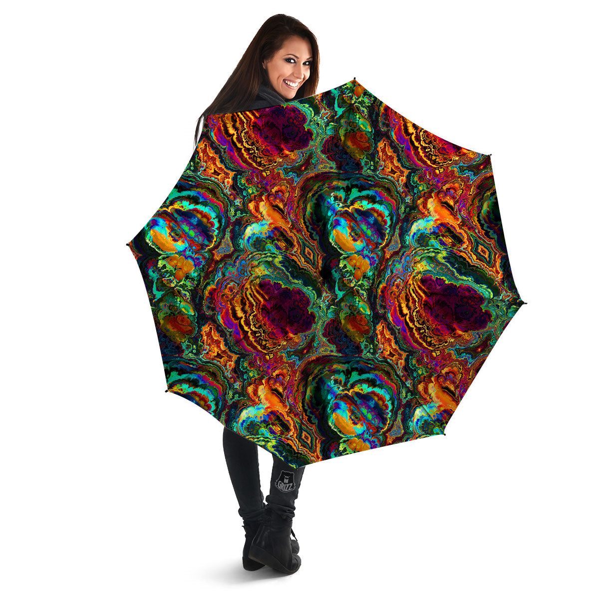 Fractal Psychedelic Print Pattern Umbrella-grizzshop