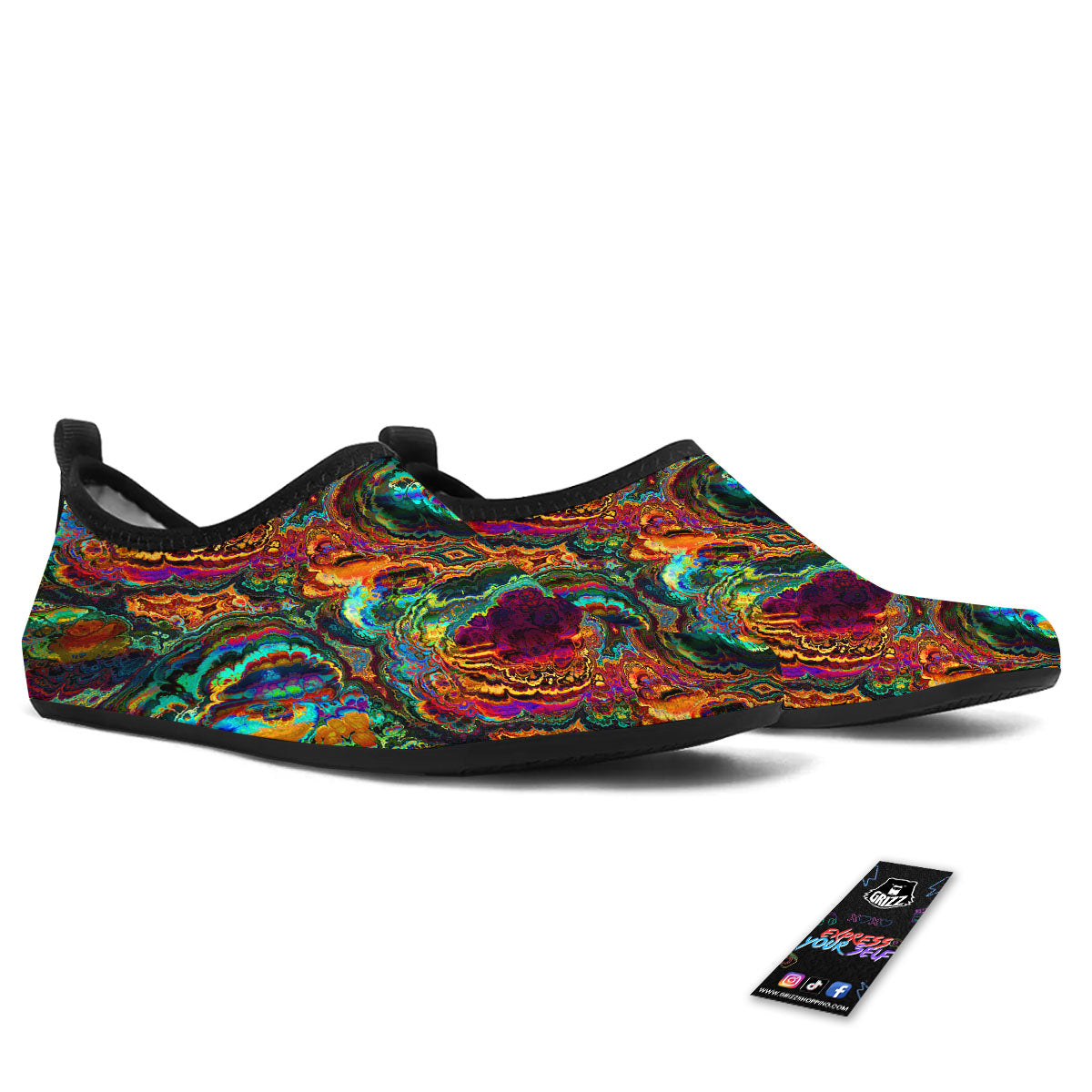 Fractal Psychedelic Print Pattern Water Shoes-grizzshop