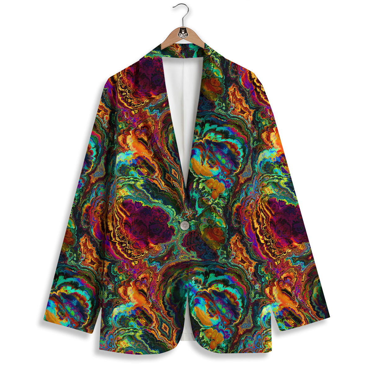 Fractal Psychedelic Print Pattern Women's Blazer-grizzshop