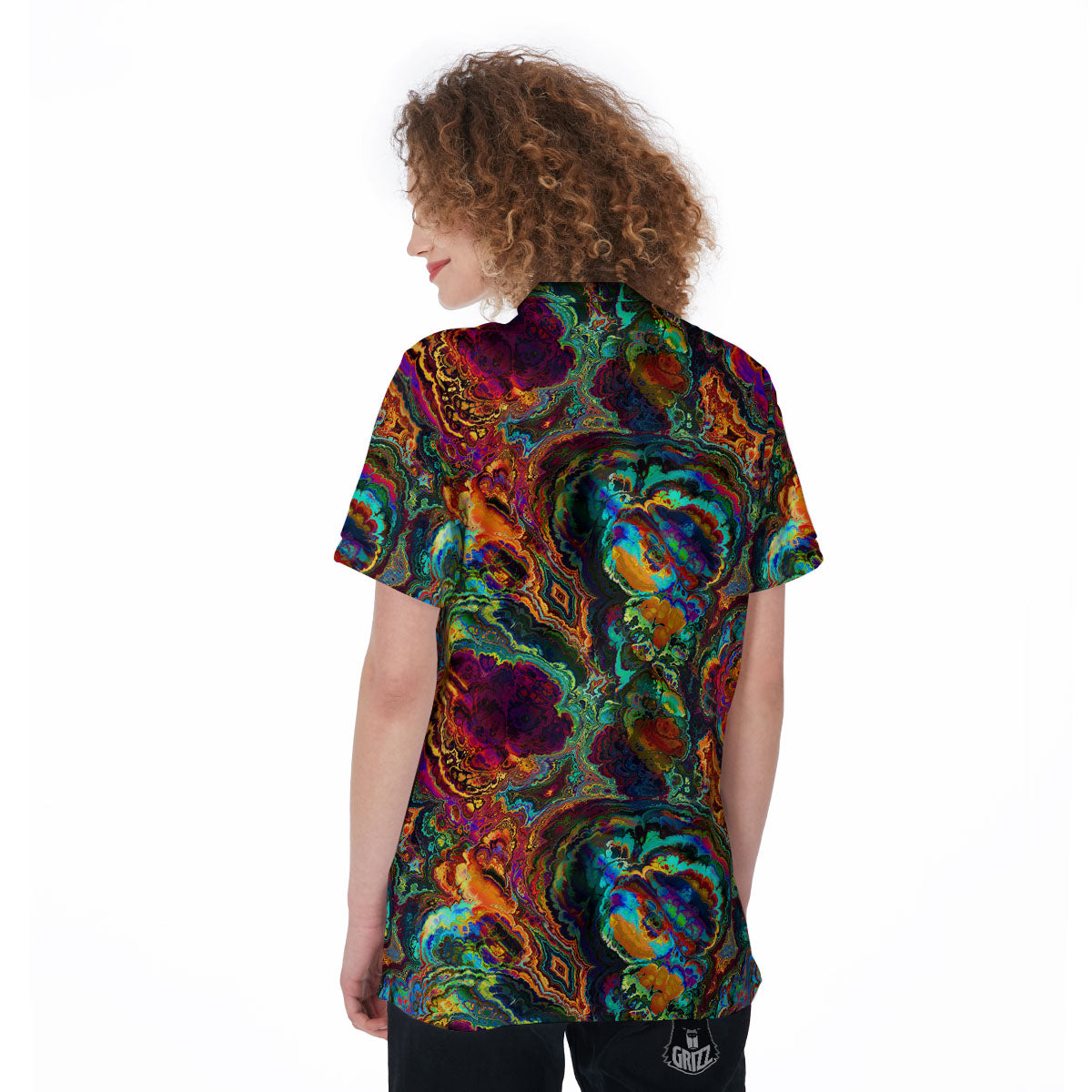 Fractal Psychedelic Print Pattern Women's Golf Shirts-grizzshop