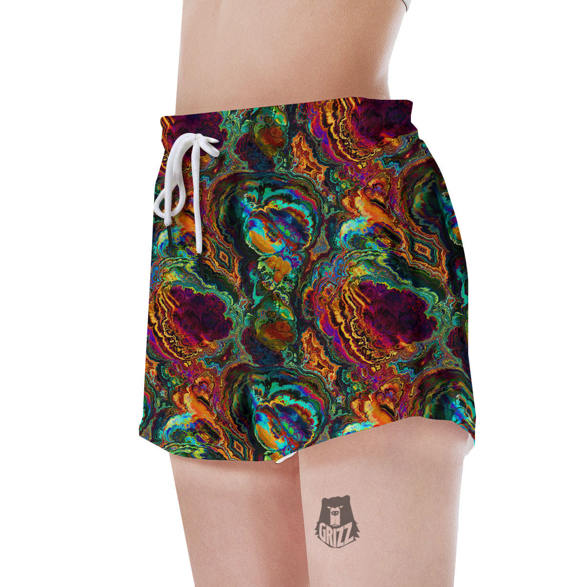 Fractal Psychedelic Print Pattern Women's Shorts-grizzshop