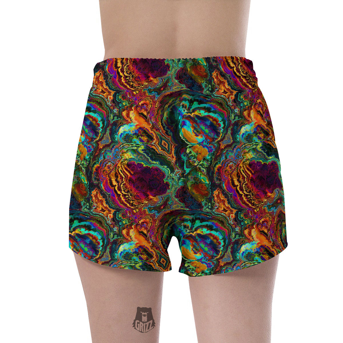 Fractal Psychedelic Print Pattern Women's Shorts-grizzshop
