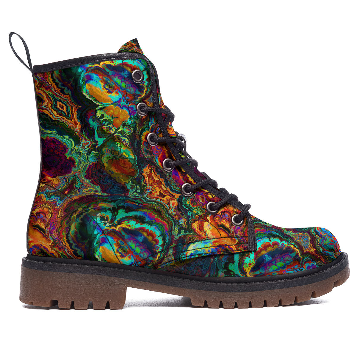 Fractal Psychedelic Print Pattern Work Boots-grizzshop