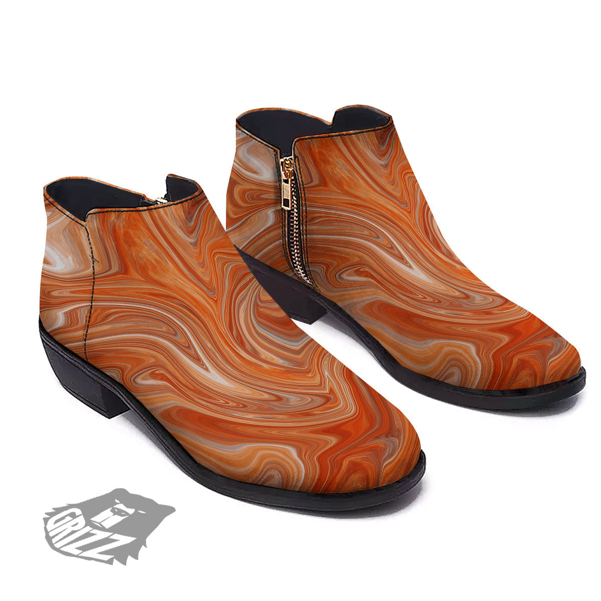 Fractal Psychedelic Trippy Print Ankle Boots-grizzshop