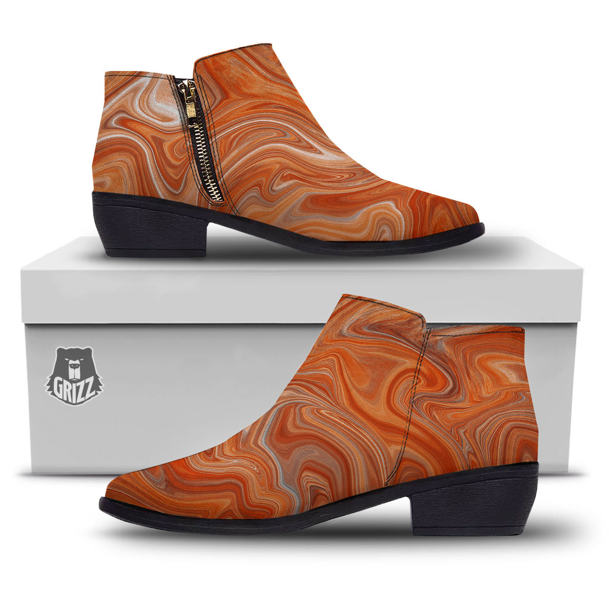 Fractal Psychedelic Trippy Print Ankle Boots-grizzshop