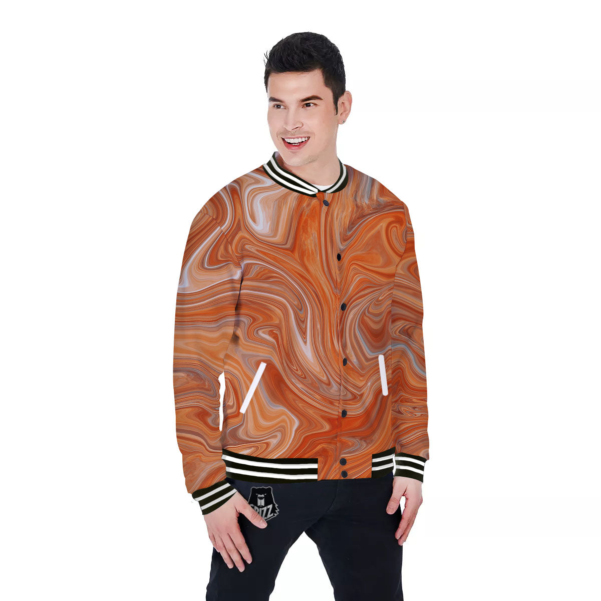 Fractal Psychedelic Trippy Print Baseball Jacket-grizzshop