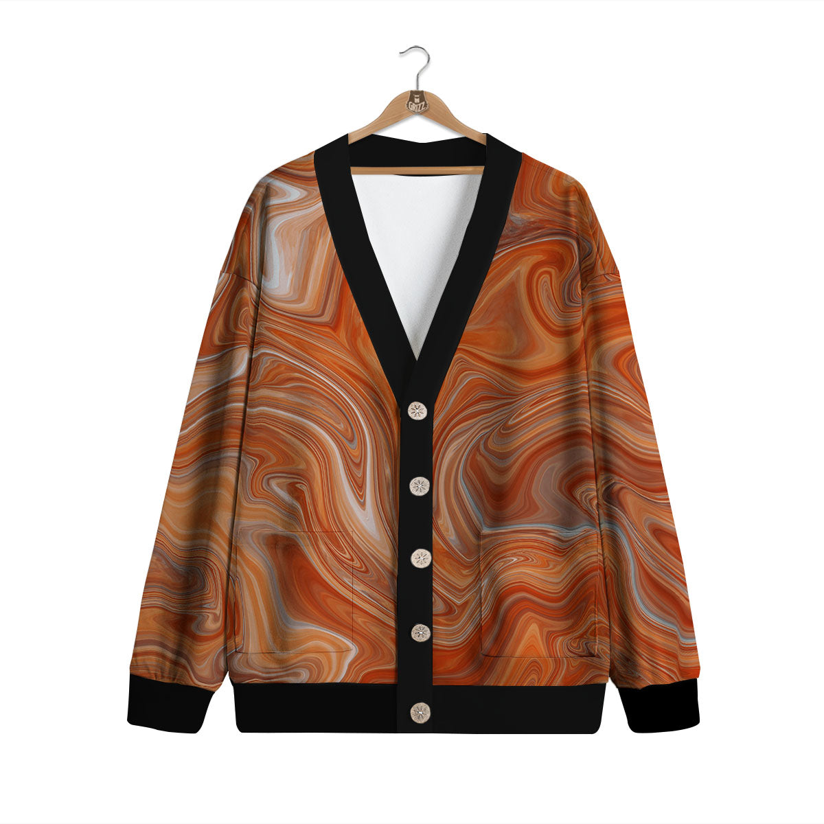 Fractal Psychedelic Trippy Print Cardigan-grizzshop