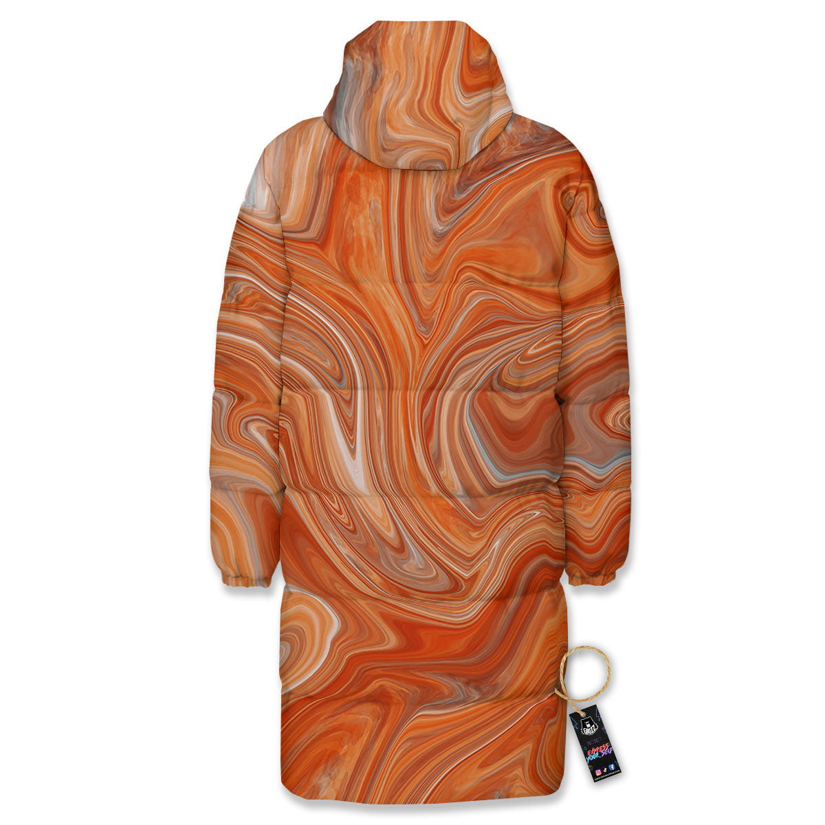 Fractal Psychedelic Trippy Print Long Down Jacket-grizzshop