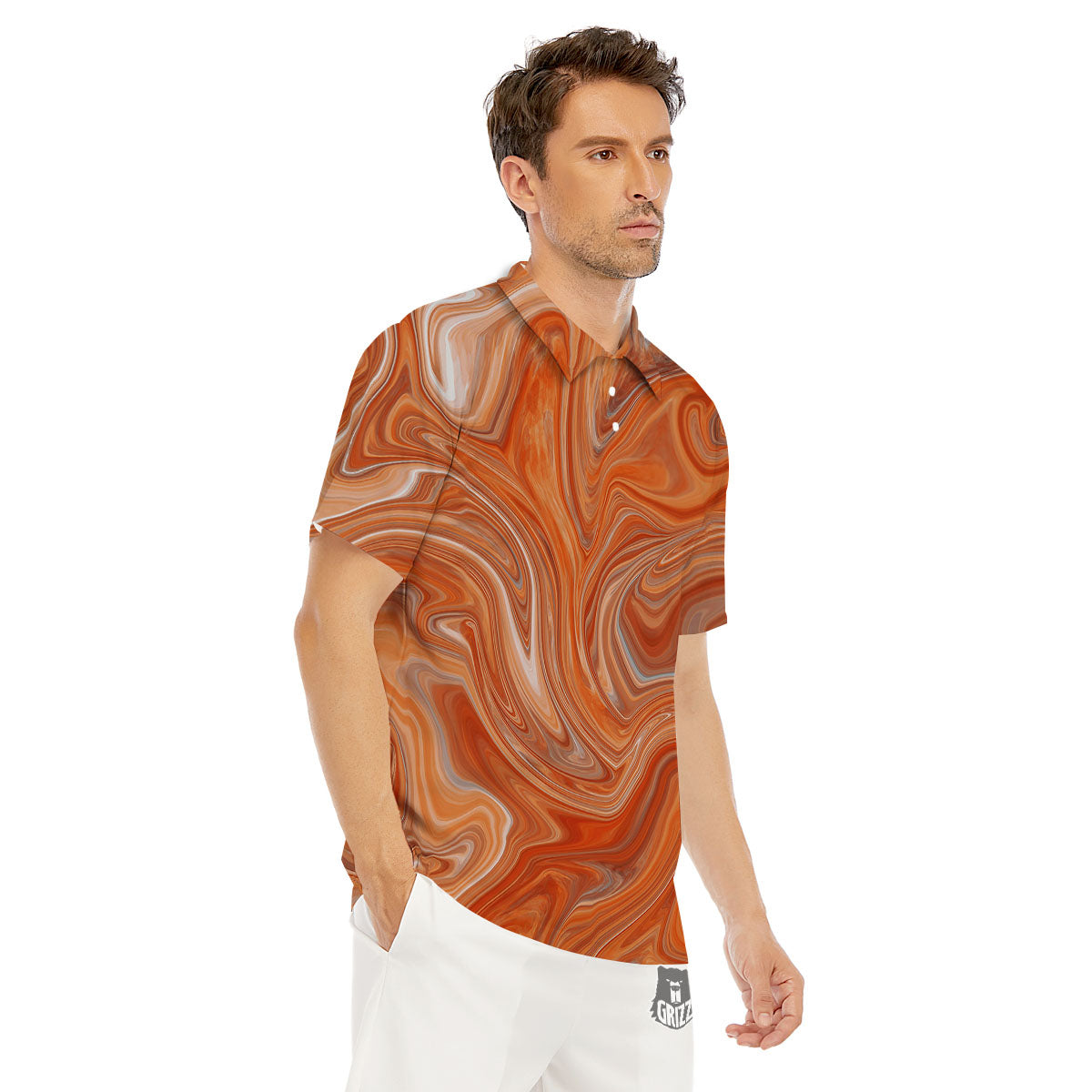 Fractal Psychedelic Trippy Print Men's Golf Shirts-grizzshop