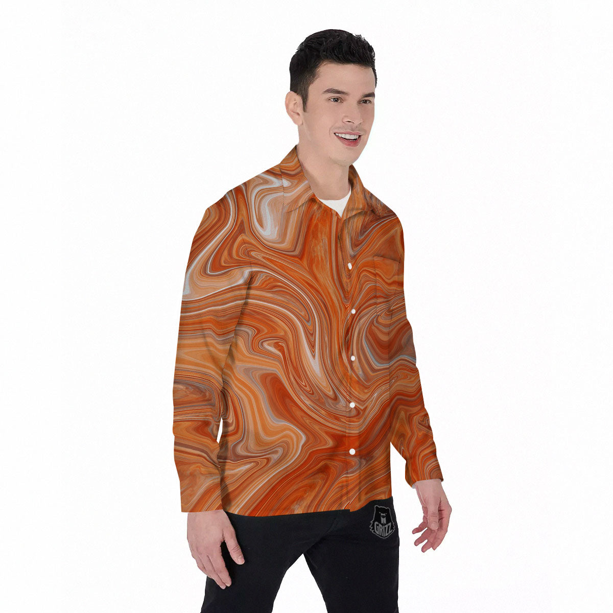 Fractal Psychedelic Trippy Print Men's Long Sleeve Shirts-grizzshop