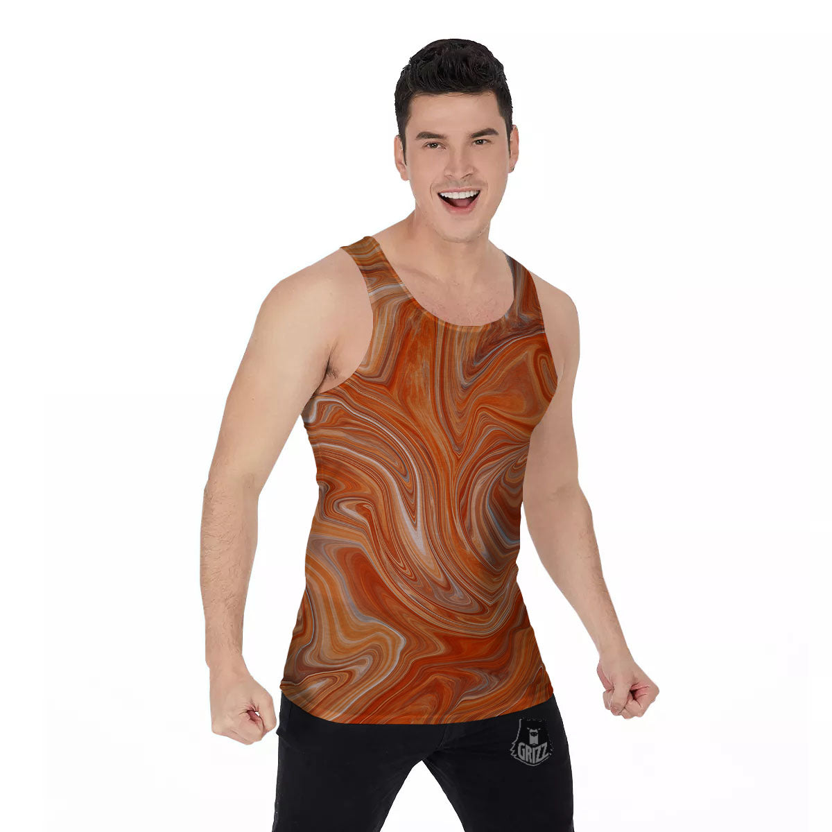 Fractal Psychedelic Trippy Print Men's Tank Top-grizzshop