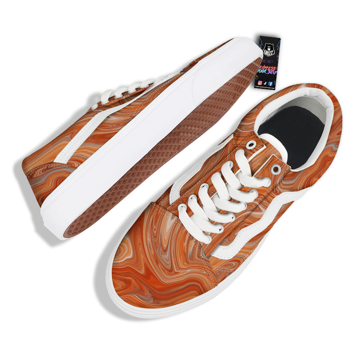 Fractal Psychedelic Trippy Print Skate Shoes-grizzshop