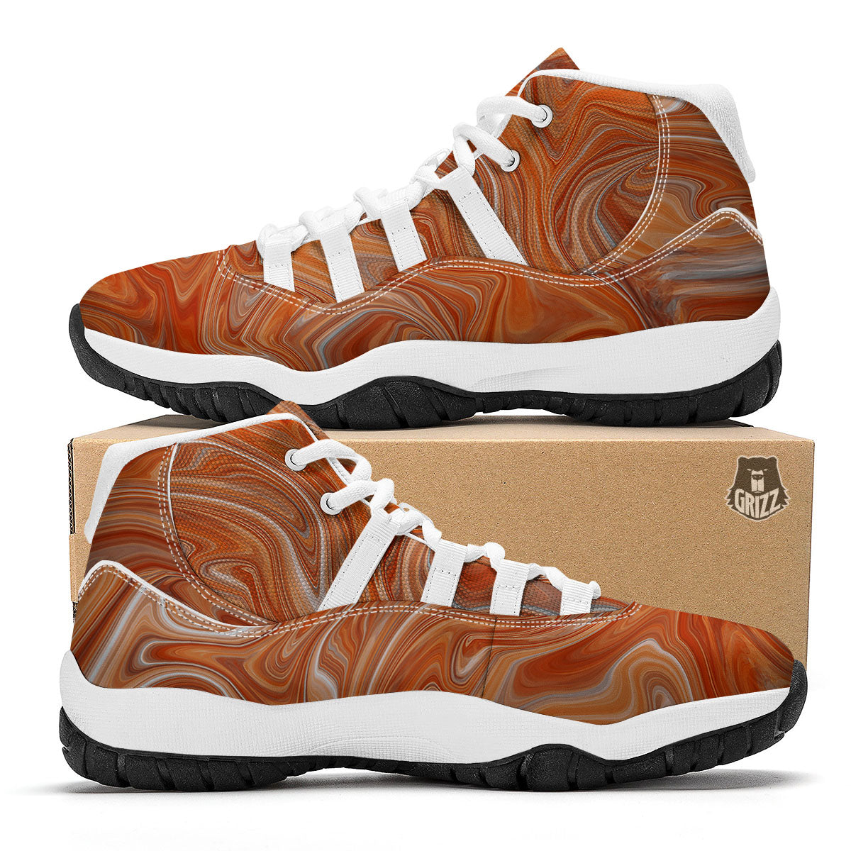 Fractal Psychedelic Trippy Print White Bball Shoes-grizzshop