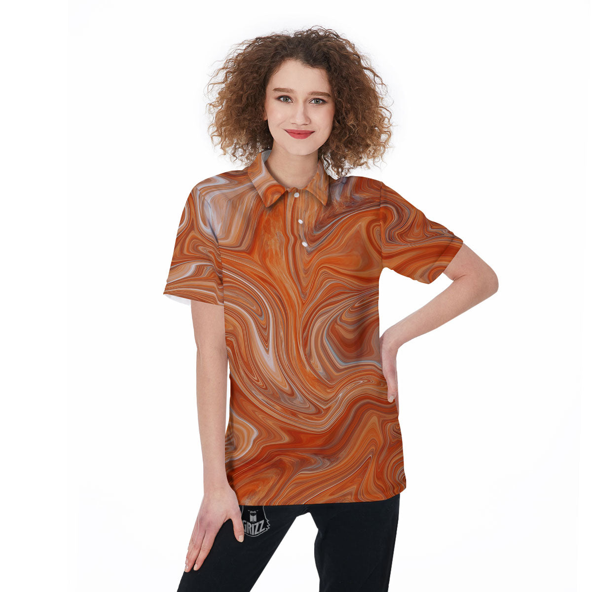 Fractal Psychedelic Trippy Print Women's Golf Shirts-grizzshop