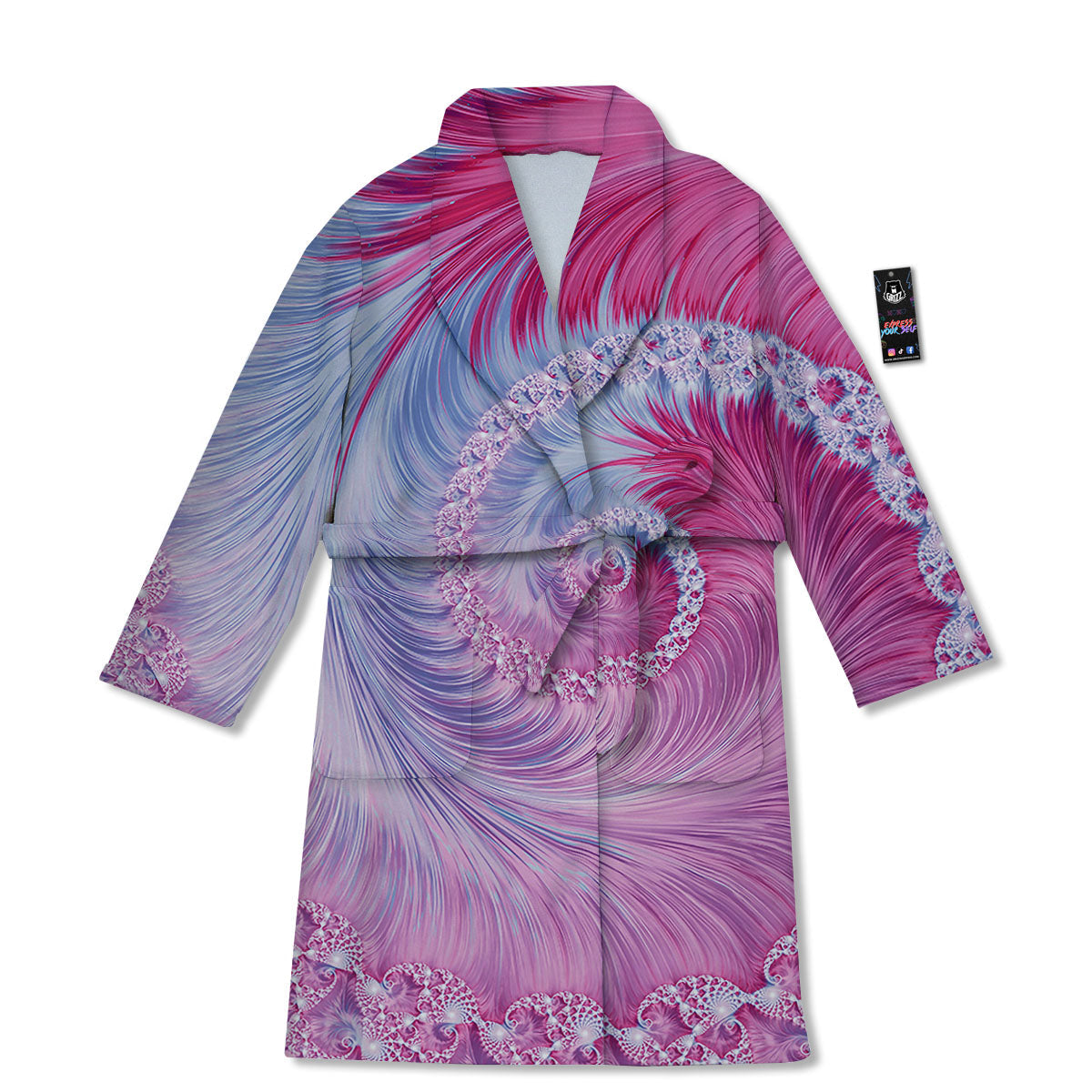 Fractal Spiral Print Bathrobe-grizzshop