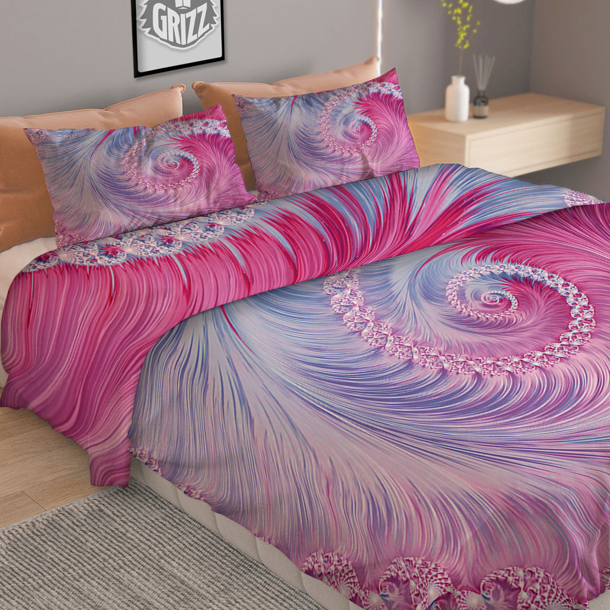 Flower Zentangle Print Pattern Duvet Cover Bedding Set