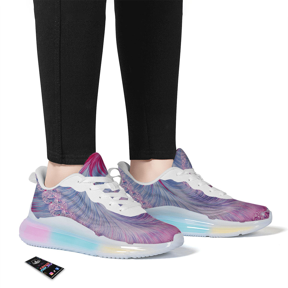Fractal Spiral Print Running Sneakers-grizzshop