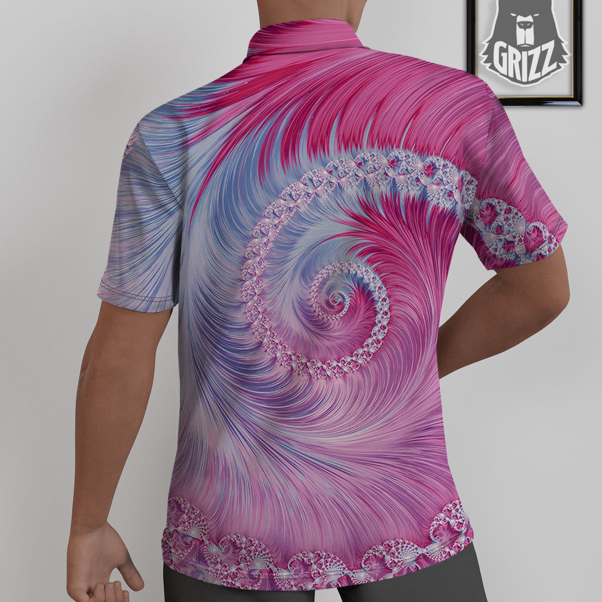 Fractal Spiral Print Untucked Shirts-grizzshop