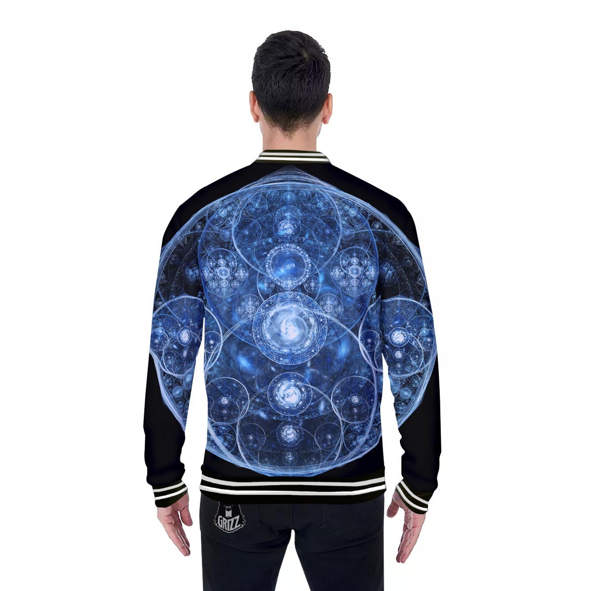 Fractal Steampunk Print Baseball Jacket-grizzshop