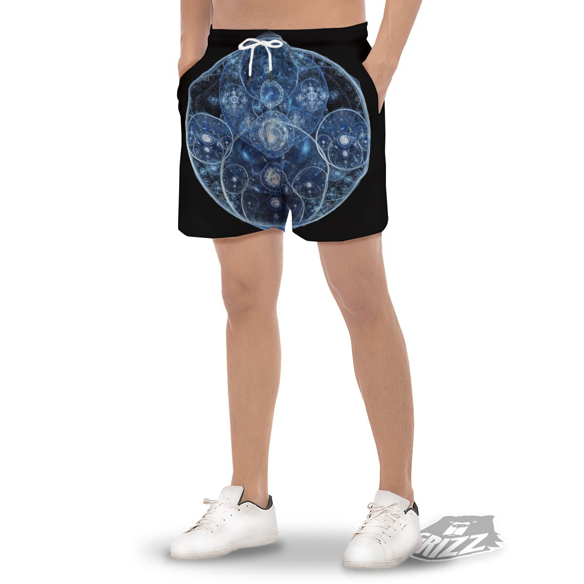 Fractal Steampunk Print Men's Gym Shorts-grizzshop