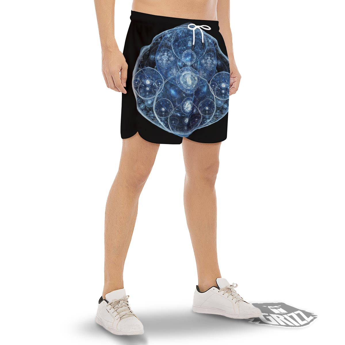 Fractal Steampunk Print Men's Gym Shorts-grizzshop