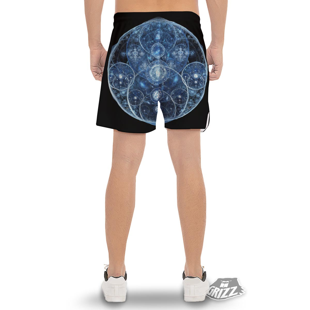 Fractal Steampunk Print Men's Gym Shorts-grizzshop