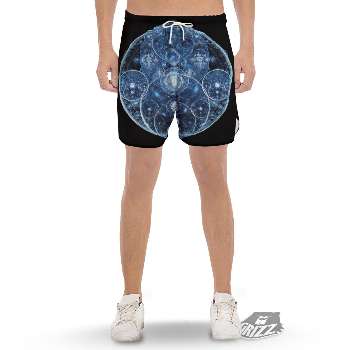 Fractal Steampunk Print Men's Gym Shorts-grizzshop